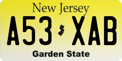 NJ license plate A53XAB