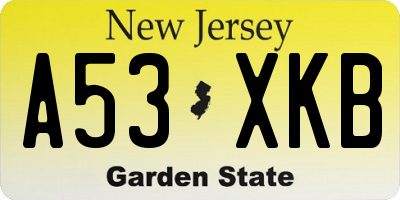 NJ license plate A53XKB