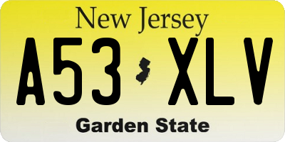 NJ license plate A53XLV
