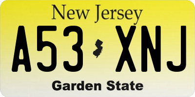 NJ license plate A53XNJ