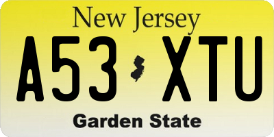 NJ license plate A53XTU