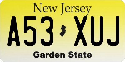 NJ license plate A53XUJ