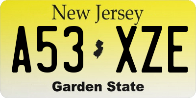 NJ license plate A53XZE