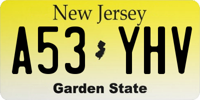 NJ license plate A53YHV