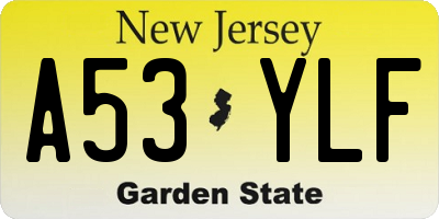 NJ license plate A53YLF