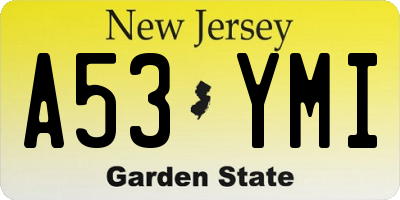 NJ license plate A53YMI