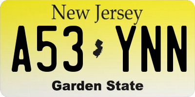 NJ license plate A53YNN