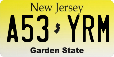 NJ license plate A53YRM
