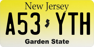 NJ license plate A53YTH