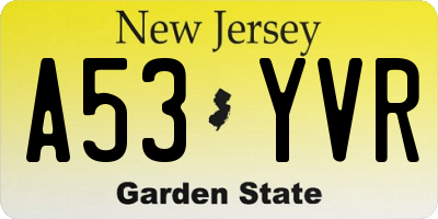 NJ license plate A53YVR