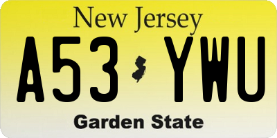 NJ license plate A53YWU