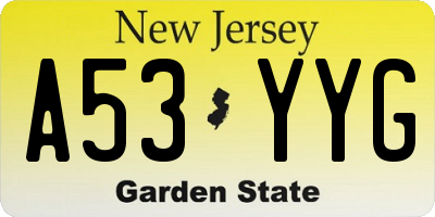 NJ license plate A53YYG