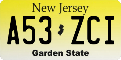 NJ license plate A53ZCI