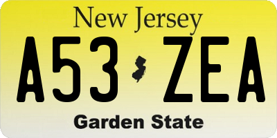 NJ license plate A53ZEA