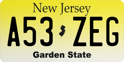 NJ license plate A53ZEG