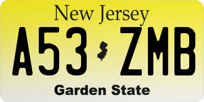 NJ license plate A53ZMB