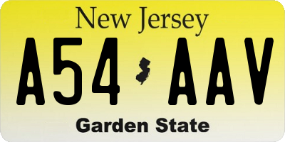 NJ license plate A54AAV