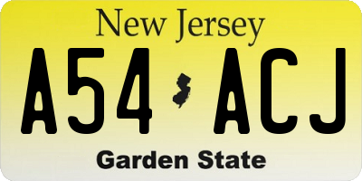 NJ license plate A54ACJ