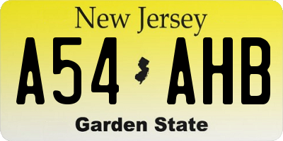 NJ license plate A54AHB
