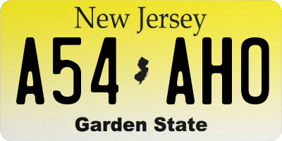 NJ license plate A54AHO