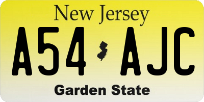 NJ license plate A54AJC