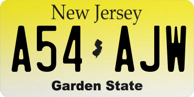 NJ license plate A54AJW