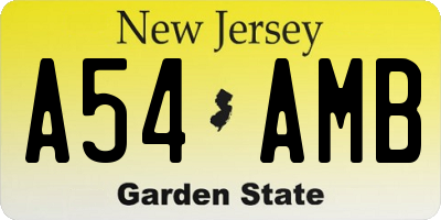 NJ license plate A54AMB