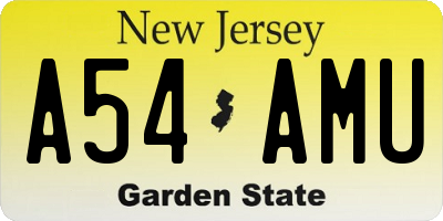 NJ license plate A54AMU