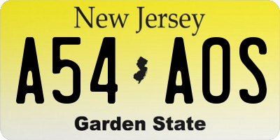 NJ license plate A54AOS