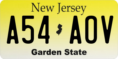 NJ license plate A54AOV