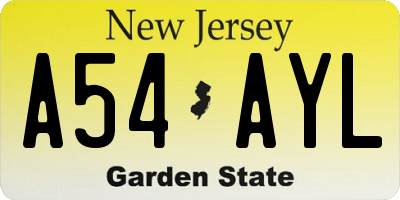 NJ license plate A54AYL