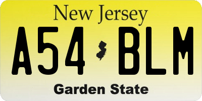 NJ license plate A54BLM