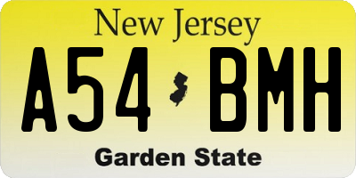NJ license plate A54BMH