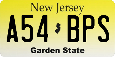 NJ license plate A54BPS
