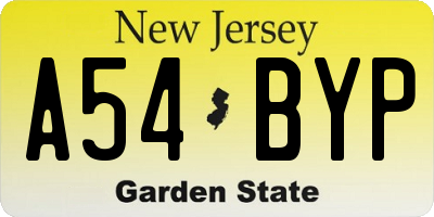 NJ license plate A54BYP