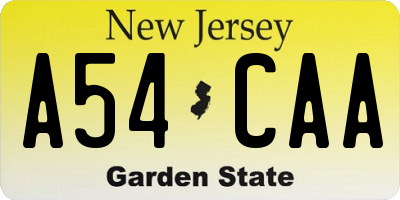 NJ license plate A54CAA