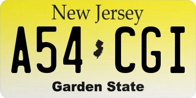 NJ license plate A54CGI