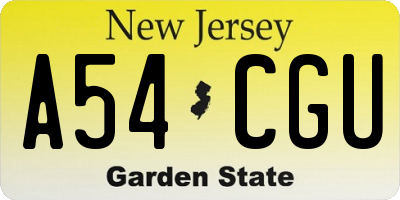 NJ license plate A54CGU