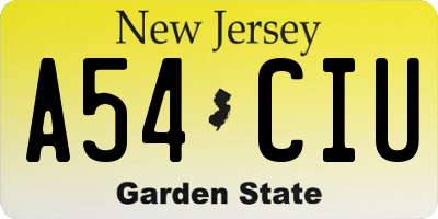 NJ license plate A54CIU