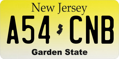 NJ license plate A54CNB