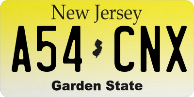 NJ license plate A54CNX