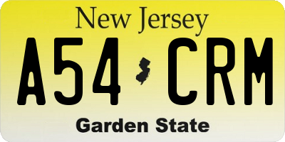NJ license plate A54CRM