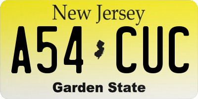NJ license plate A54CUC