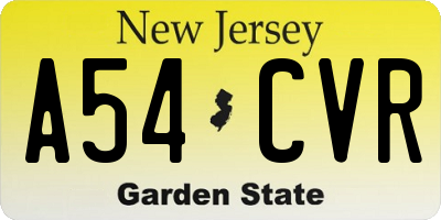 NJ license plate A54CVR