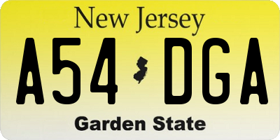 NJ license plate A54DGA