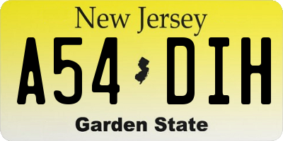 NJ license plate A54DIH
