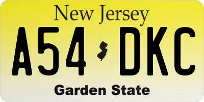 NJ license plate A54DKC