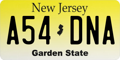 NJ license plate A54DNA