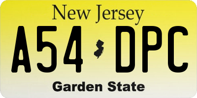 NJ license plate A54DPC