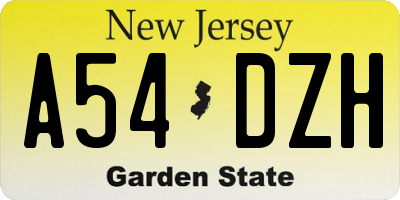 NJ license plate A54DZH